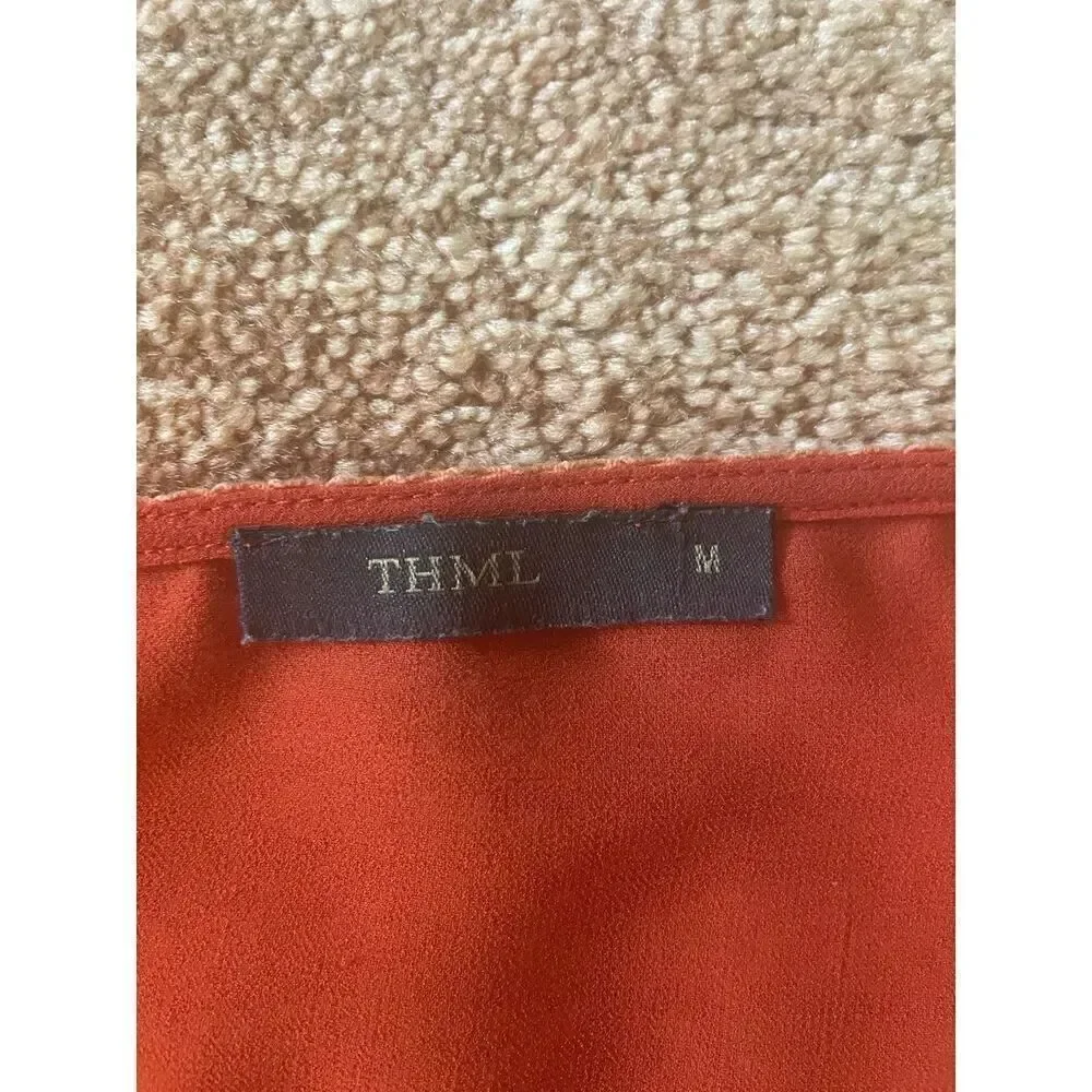 THML Anthropologie Orange Embroidered Cape Flutter Sleeve Sheer Sz M